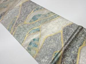 リサイクル　森正織物製　箔置き山並みに抽象模様袋帯